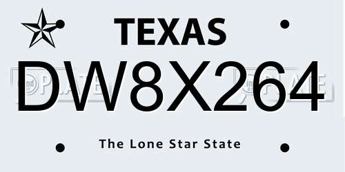 DW8X264 Texas License Plate