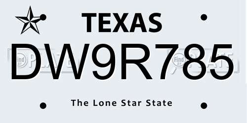 DW9R785 Texas License Plate