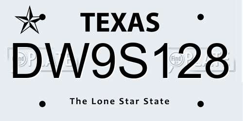 DW9S128 Texas License Plate