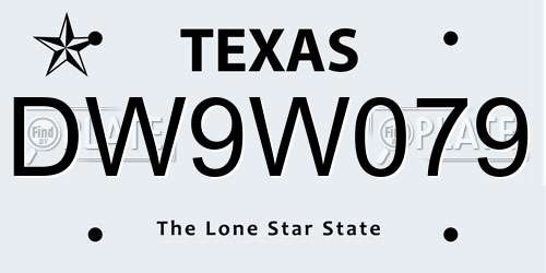 DW9W079 Texas License Plate