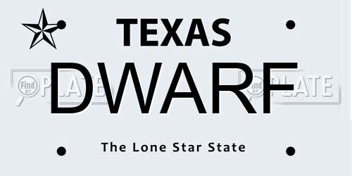 DWARF Texas License Plate