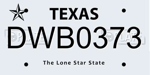 DWB0373 Texas License Plate