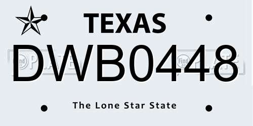 DWB0448 Texas License Plate
