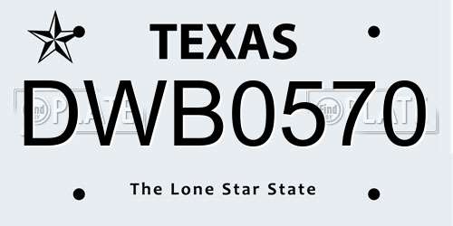 DWB0570 Texas License Plate