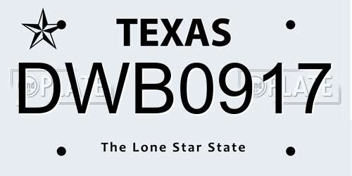 DWB0917 Texas License Plate