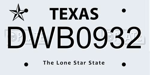 DWB0932 Texas License Plate