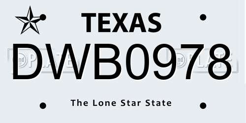DWB0978 Texas License Plate
