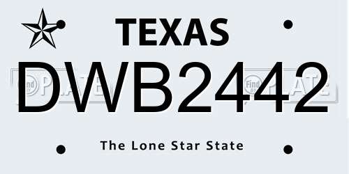 DWB2442 Texas License Plate