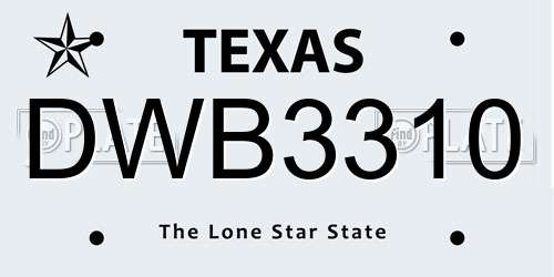 DWB3310 Texas License Plate