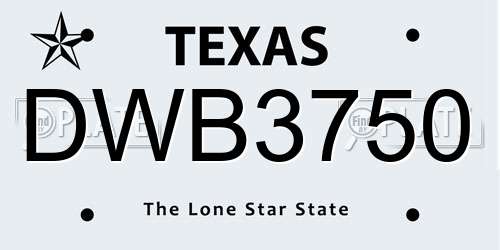 DWB3750 Texas License Plate