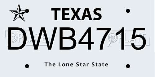 DWB4715 Texas License Plate