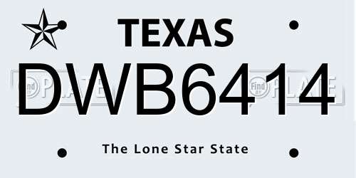 DWB6414 Texas License Plate