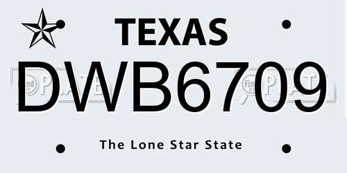 DWB6709 Texas License Plate