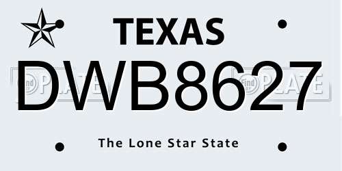 DWB8627 Texas License Plate