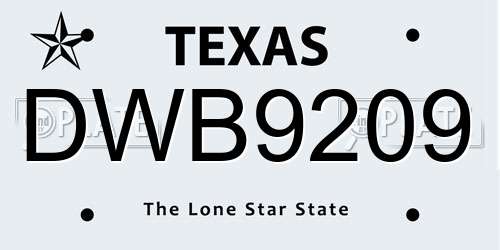 DWB9209 Texas License Plate
