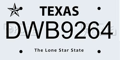 DWB9264 Texas License Plate