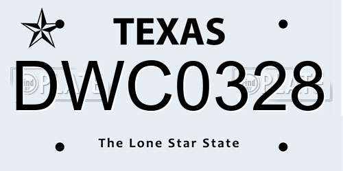 DWC0328 Texas License Plate