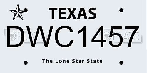 DWC1457 Texas License Plate