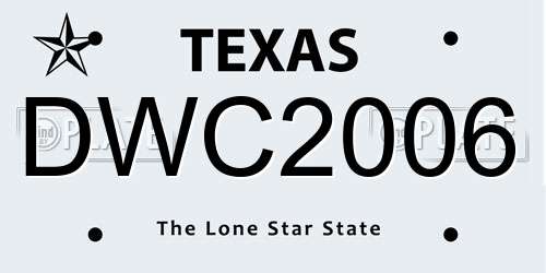 DWC2006 Texas License Plate