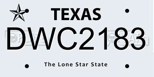DWC2183 Texas License Plate