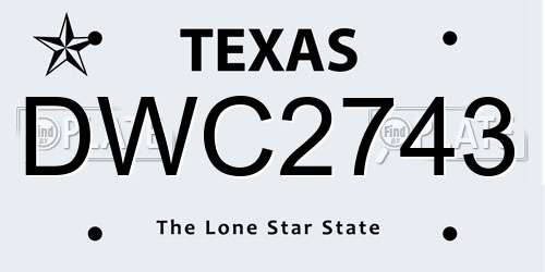 DWC2743 Texas License Plate