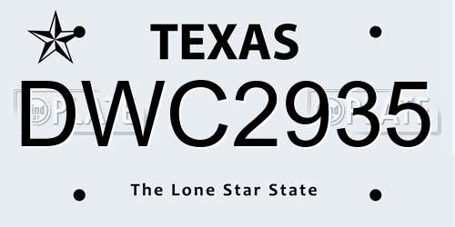 DWC2935 Texas License Plate