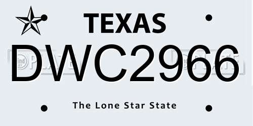 DWC2966 Texas License Plate