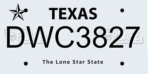 DWC3827 Texas License Plate