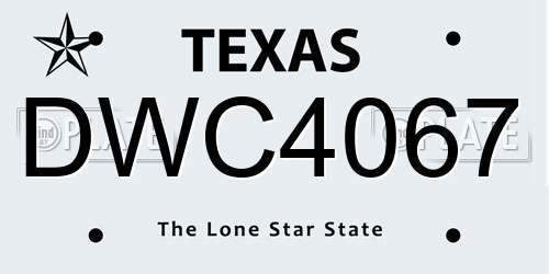 DWC4067 Texas License Plate