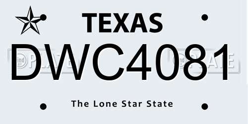 DWC4081 Texas License Plate