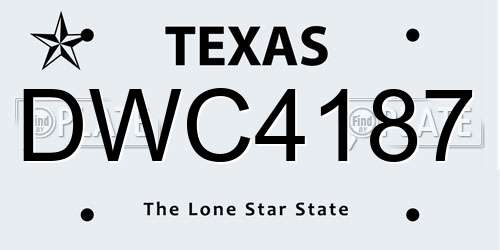 DWC4187 Texas License Plate