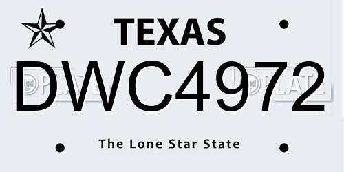 DWC4972 Texas License Plate