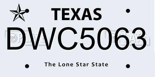 DWC5063 Texas License Plate