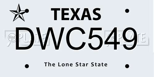 DWC549 Texas License Plate