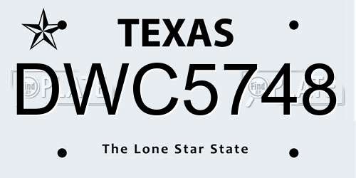 DWC5748 Texas License Plate