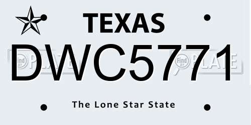 DWC5771 Texas License Plate