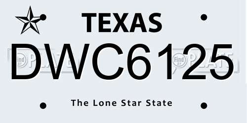 DWC6125 Texas License Plate