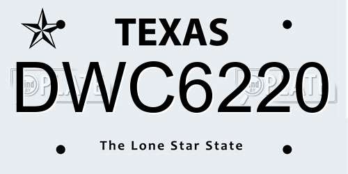 DWC6220 Texas License Plate