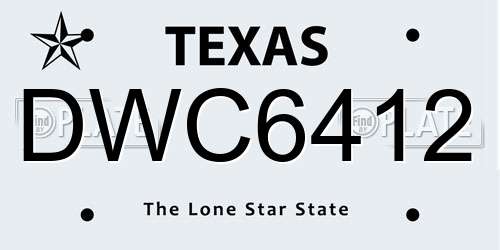 DWC6412 Texas License Plate