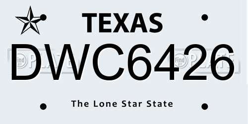 DWC6426 Texas License Plate
