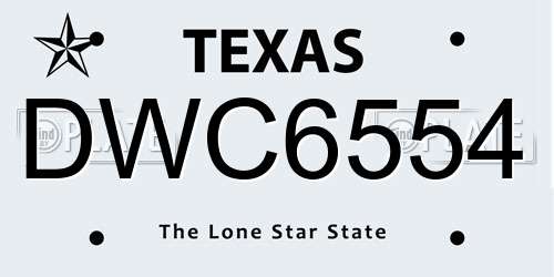 DWC6554 Texas License Plate