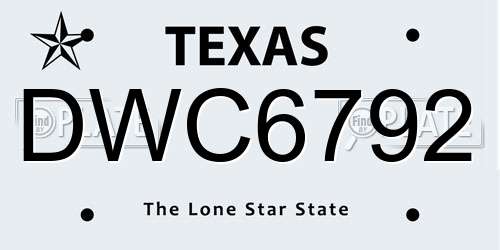 DWC6792 Texas License Plate