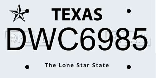 DWC6985 Texas License Plate