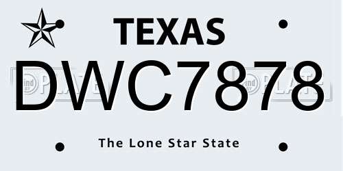 DWC7878 Texas License Plate