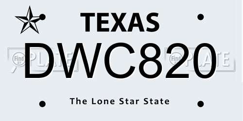 DWC820 Texas License Plate
