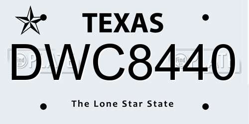 DWC8440 Texas License Plate