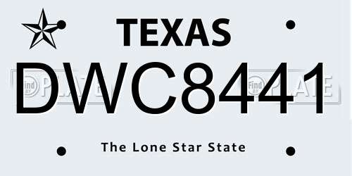 DWC8441 Texas License Plate
