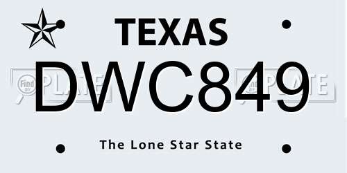 DWC849 Texas License Plate