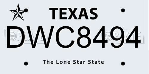 DWC8494 Texas License Plate