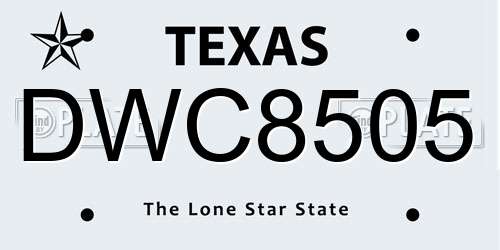 DWC8505 Texas License Plate